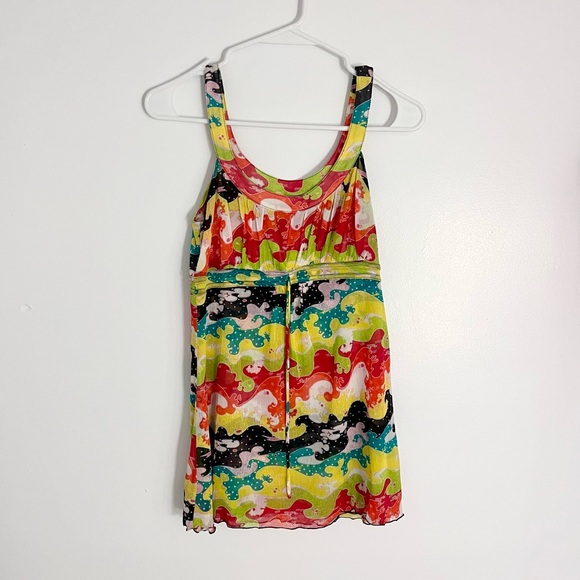 Diane Von Furstenberg Multicolored Y2K tank top with a front tie. - Picture 5 of 6
